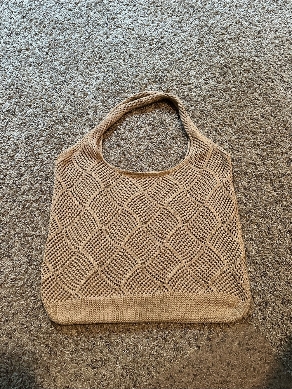 Woven Knit shoulder Bag in Beige